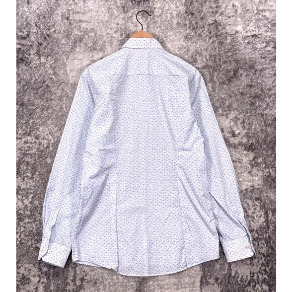 Eton Dress Shirt 42 / 16.5 Mens Contemporary Fit White Blue Bird Print Geometric - Picture 3 of 9